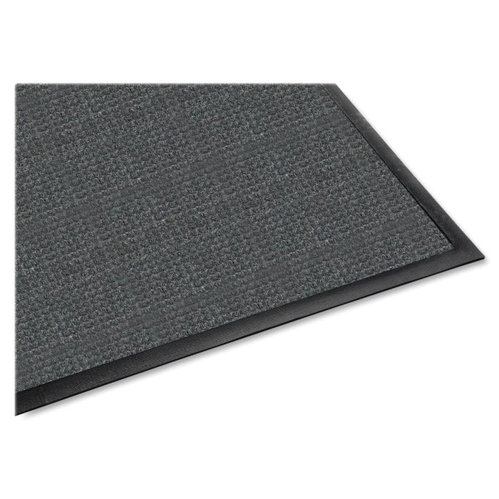Genuine Joe Waterguard Indoor/Outdoor Mat, 4 x 6 Feet, Rubber Cleated Backing, Charcoal Gray