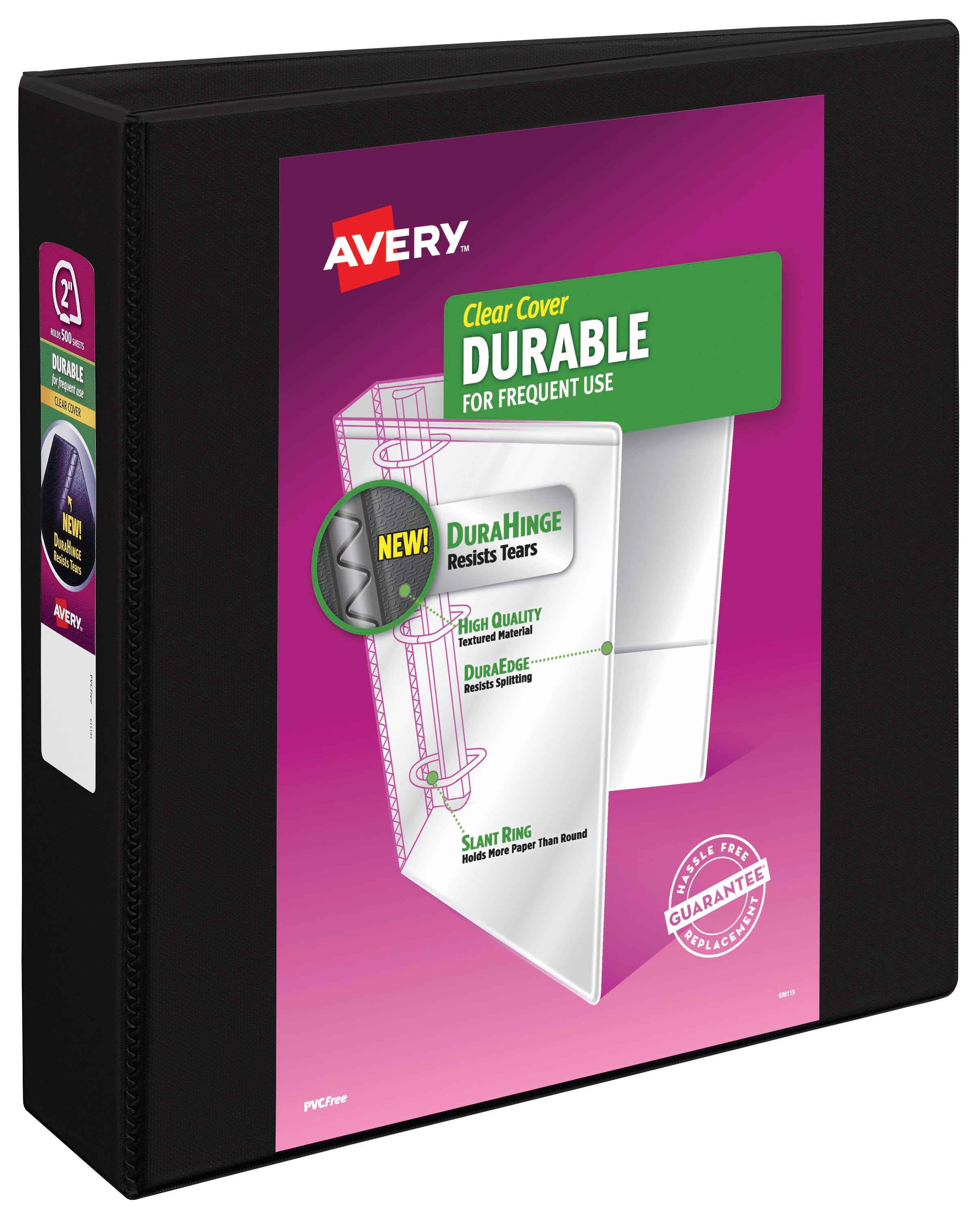 Avery Durable View Binder with Slant Ring, 2 Inch, Black 1396569