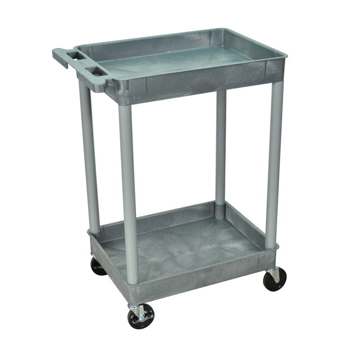 Luxor Utility Tub Cart with 2 Tubs, 24 x 18 x 37-1/2 Inches, Gray