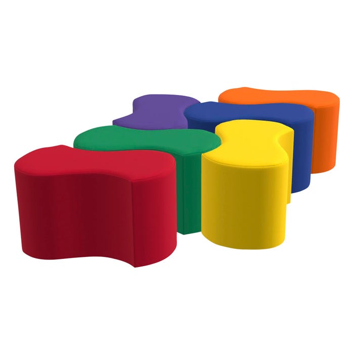 Childcraft Wave Stool, 9 x 17-1/2 x 10 Inches, Set of 6
