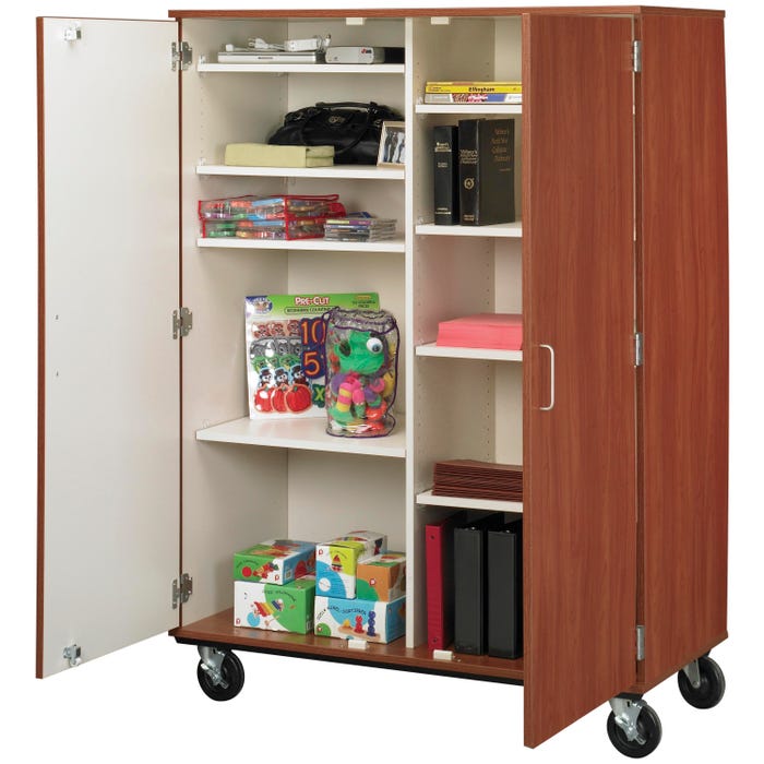 Stevens I.D. Systems Mobile 50/50 Divided Cabinet with Doors and Lock, 48 x 24 x 67 Inches