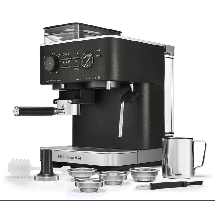 KitchenAid Semi Automatic Espresso Machine With Burr Grinder, Black