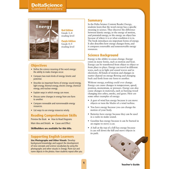 Delta Science Content Readers Energy Red and Purple Teacher's Guide