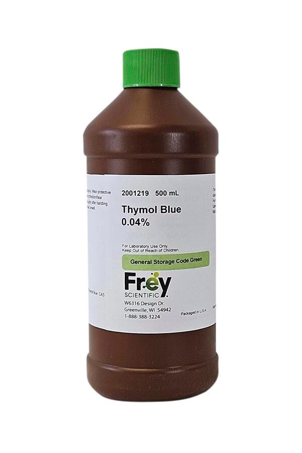 Frey Scientific Thymol Blue, 0.04% Solution, Lab Grade, 500mL