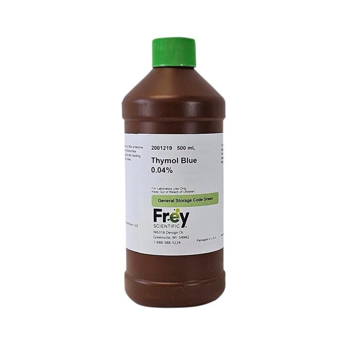 Frey Scientific Thymol Blue, 0.04% Solution, Lab Grade, 500mL