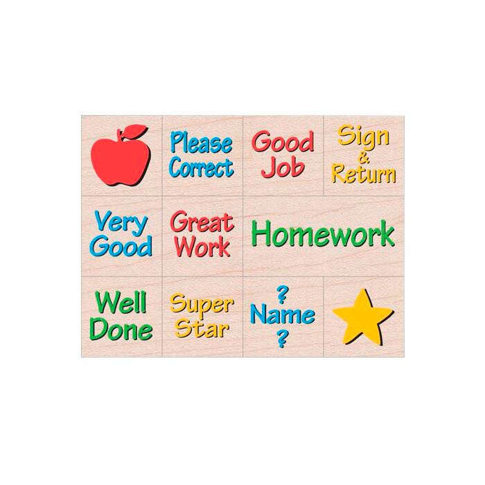 Hero Arts Rubber Messages from Your Teacher Stamps, Set of 11