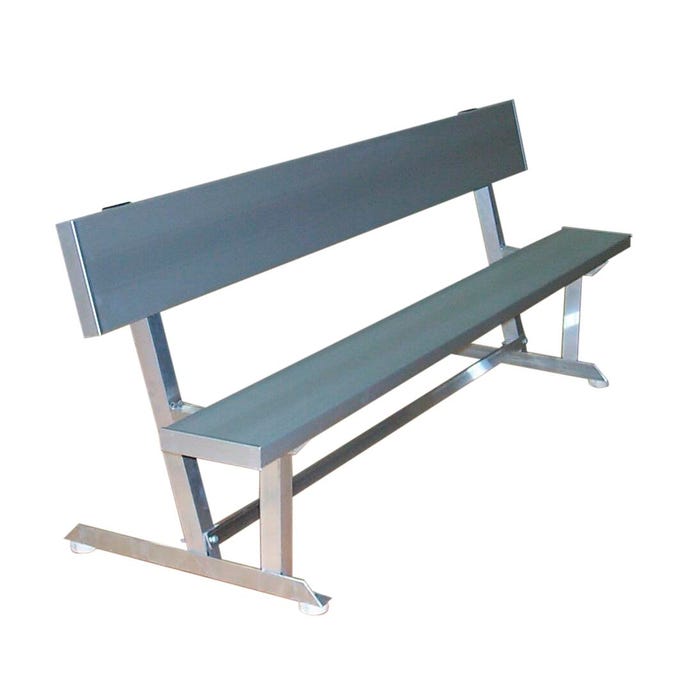 National Recreation Systems Aluminum Portable Bench with Backrest, Square Tube, Angle Understructure, 6 Feet