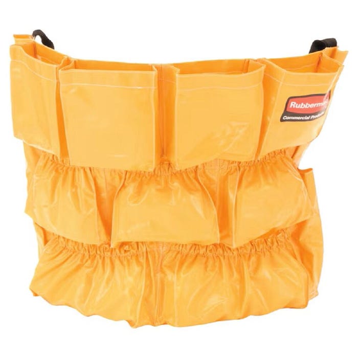 Rubbermaid Brute Storage Caddy Bag for 32 and 44 Gallon Container, 12 Pockets, Yellow