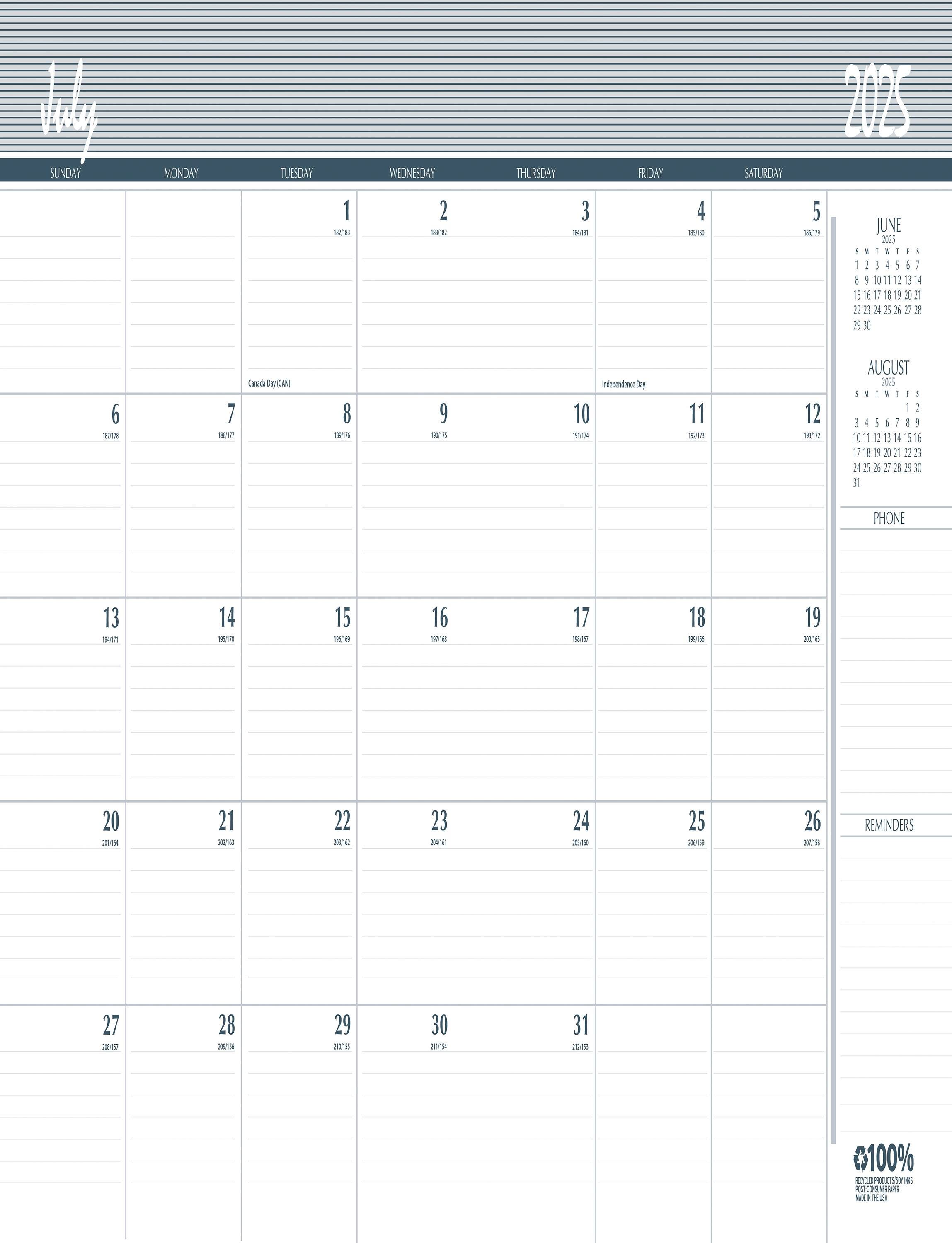 House of Doolittle, Recycled, Monthly Academic Calendar Planner, 2 Years, Black, July 2025-June 2026, 8-1/2 x 11 Inches 2151139