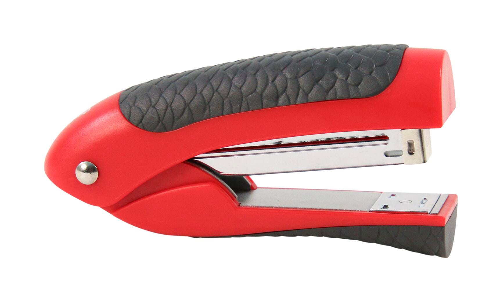 School Smart Stand-Up Stapler, Half Strip Regular Staples Red