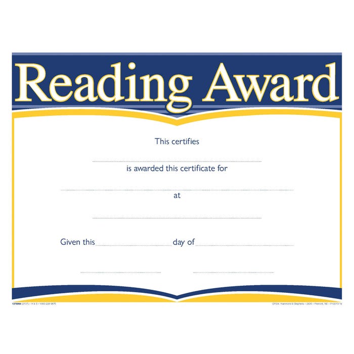Achieve It! Raised Print Reading Recognition Award, 11 x 8-1/2 inches, Pack of 25