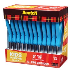 Scotch Blunt Tip Soft Grip Kids Scissors, 5 Inches, Stainless Steel Blade, Pack of 12, Item Number 1464567