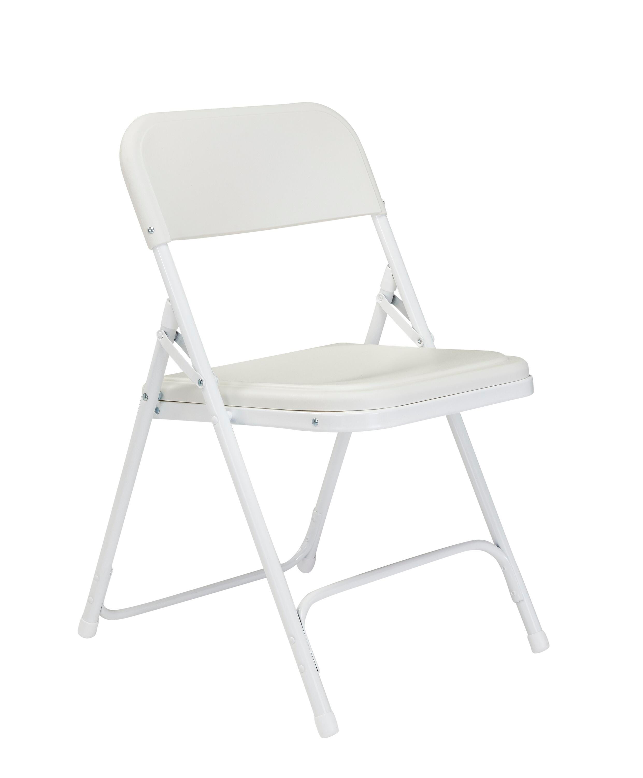 National Public Seating 800 Series Premium Lightweight Plastic Folding Chair, White, 18-3/4 x 20-3/4 x 29-3/4 Inches, Item Number 2051305