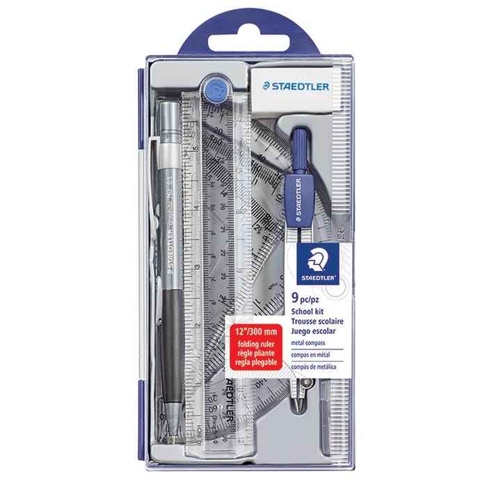 Staedtler Math Set with Flip Open Storage Box, 9 PIeces