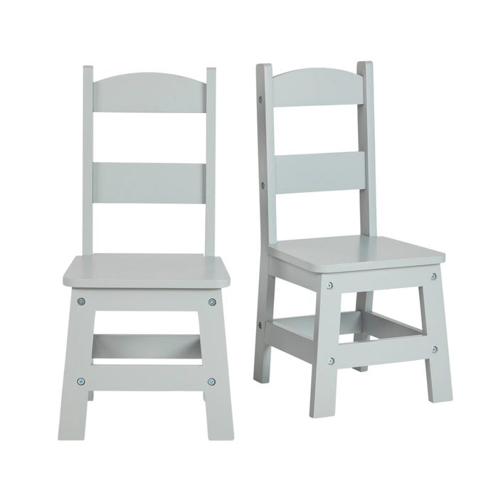 Melissa & Doug Wooden Chairs, 12 x 11-1/2 x 24-3/4 Inches, Gray, Set of 2