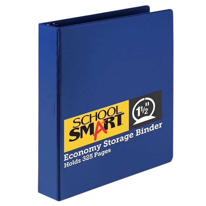 School Smart Round Ring Binder, Polypropylene, 1-1/2 Inches, Blue