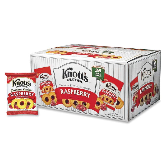 Knott's Bite Sized Raspberry Cookies, 2 Ounce Pouch, Case of 36