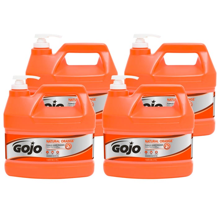 Gojo Heavy Duty Natural Orange Pumice Hand Cleaner with Baby Oil, Citrus Scent, 1 Gallon, Pack of 4