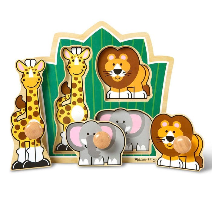 Melissa & Doug Jungle Friends Jumbo Knob Puzzle, 3 Pieces