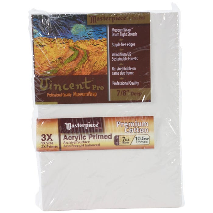 Masterpiece Vincent MasterWrap Pro MuseumWrap Wood Drum Tight Stretched Canvas, 5 x 7 Inches