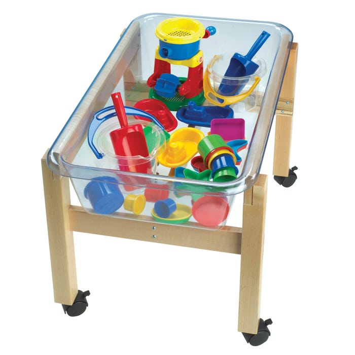Childcraft Mobile Mini Sand and Water Table with Cover and Play Set, 31-5/8 x 19-3/4 x 22-13/16 Inches