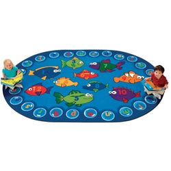 Carpets for Kids Fishing for Literacy Carpet, 6 x 9 Feet, Oval, Blue, Item Number 1512761