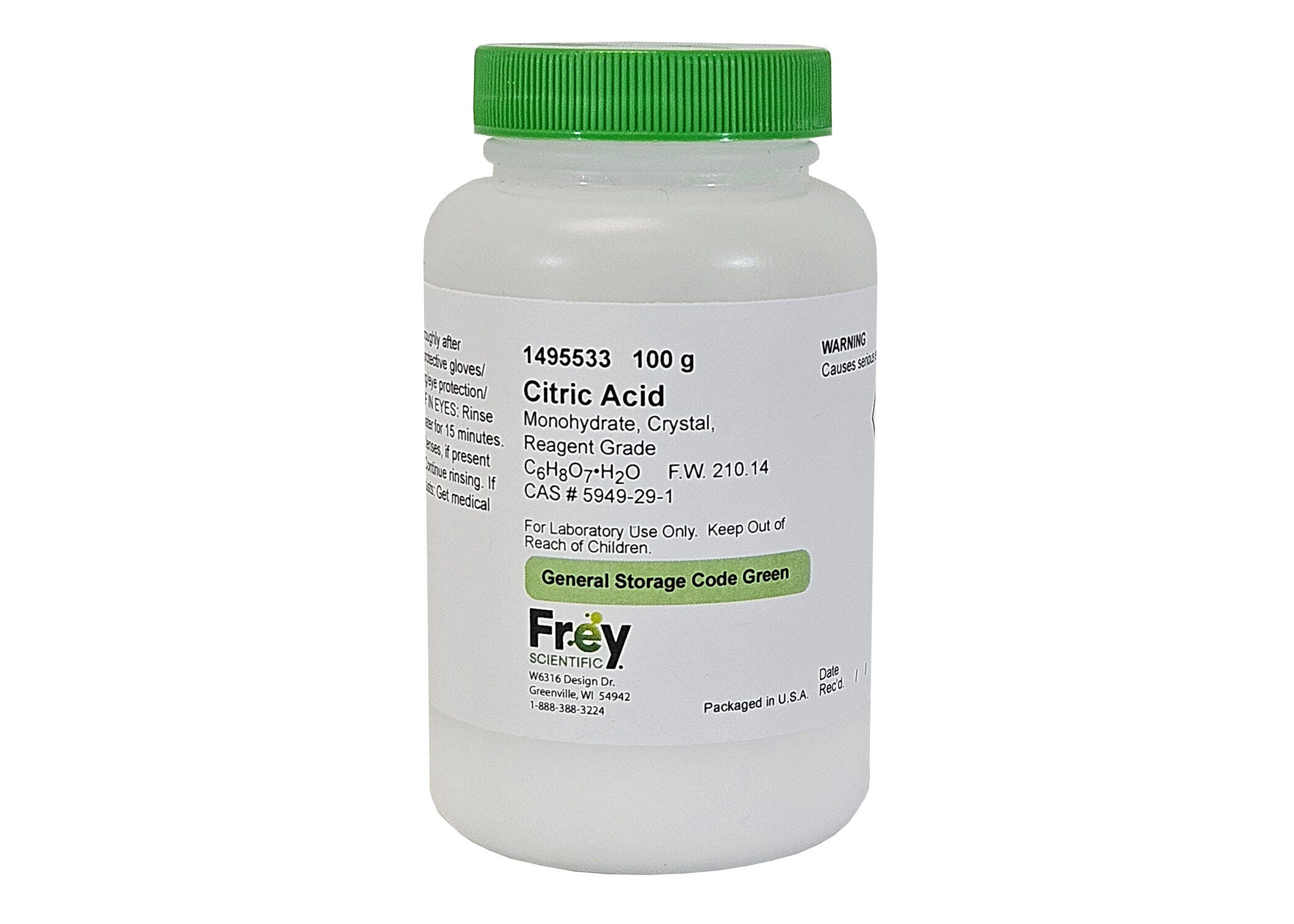Frey Scientific Citric Acid, White, Granular Crystalline Powder, Reagent Grade 1495533