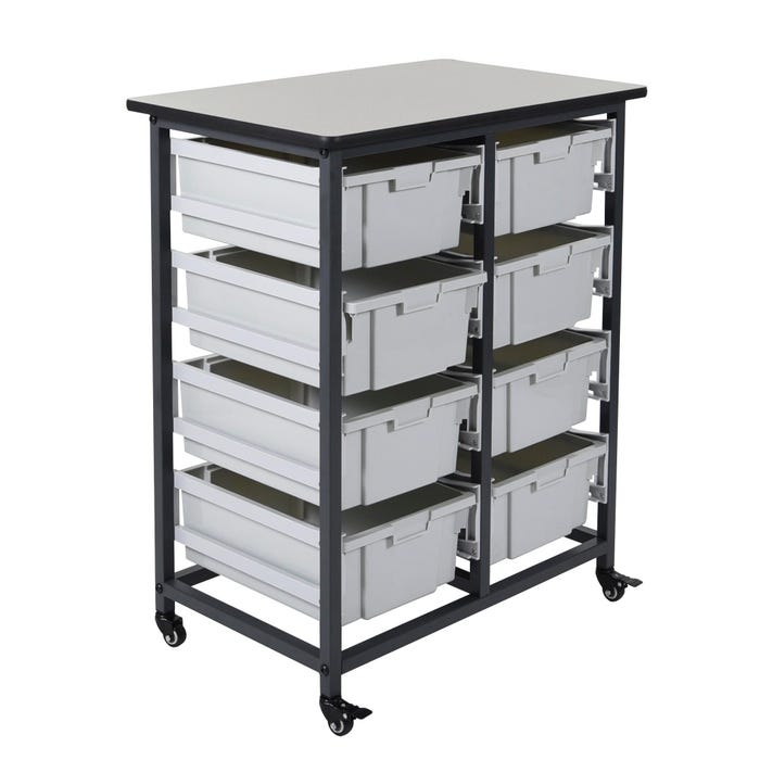 Luxor Mobile Bin Storage Unit, 30-3/4 x 20 x 37-1/2 Inches, 8 Bins