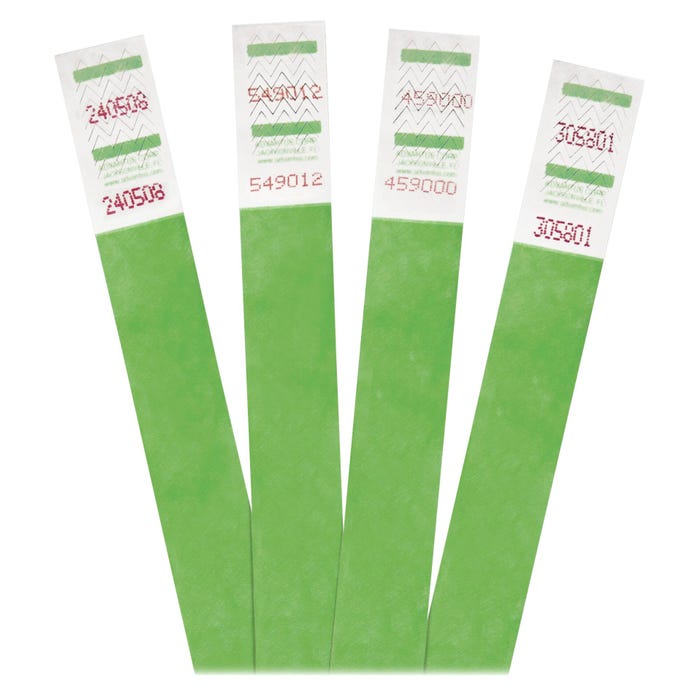 Advantus 500-Pack Tyvek Colored Wrist Bands, Wrist Band, Numbered, 3/4 x 9-3/4 Inches, Pack of 500, Green