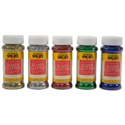 School Smart Sliver Craft Glitter, 2 Ounce Jar, Assorted Colors, Set of 5 2004140