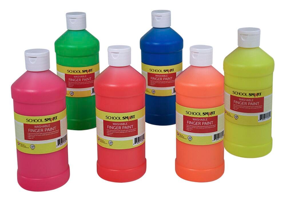 Image for School Smart Washable Finger Paints, Assorted Neon Colors, Pint Set of 6 from School Specialty
