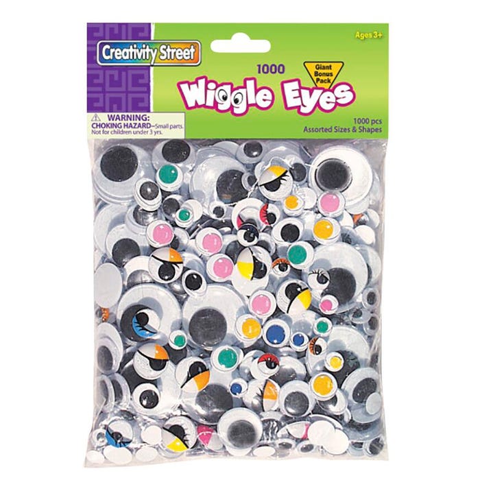 Creativity Street Wiggle Eyes, Painted Lid, Assorted Sizes and Colors, Pack of 1000