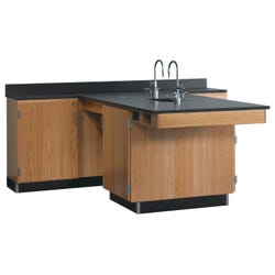 Diversified Woodcrafts Door Unit Perimeter Workstation, 90 in W X 36 in D X 84 in H, Epoxy Resin Top, 4 Students, Item Number 590095