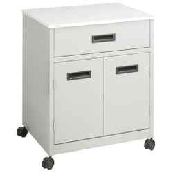 Safco Deluxe Machine Stand with Drawer, Steel/Laminate Top, Gray, 4 Wheel 1089450