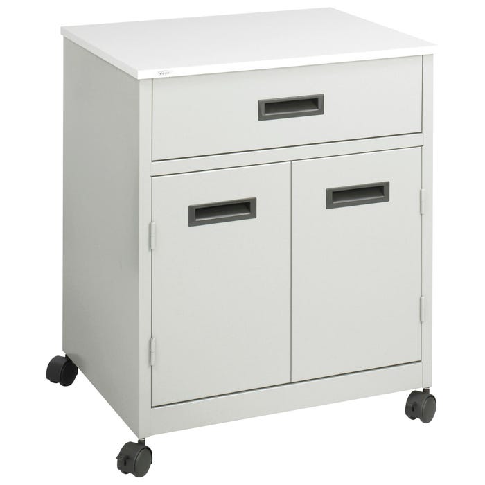 Safco Deluxe Machine Stand with Drawer, Steel/Laminate Top, Gray, 4 Wheel