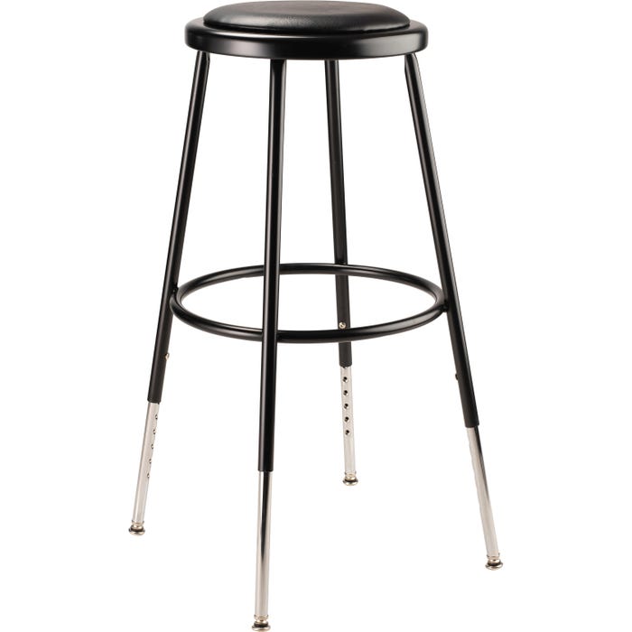 National Public Seating Height Adjustable Heavy Duty Vinyl Padded Steel Stool, 25 to 33 Inches, Black