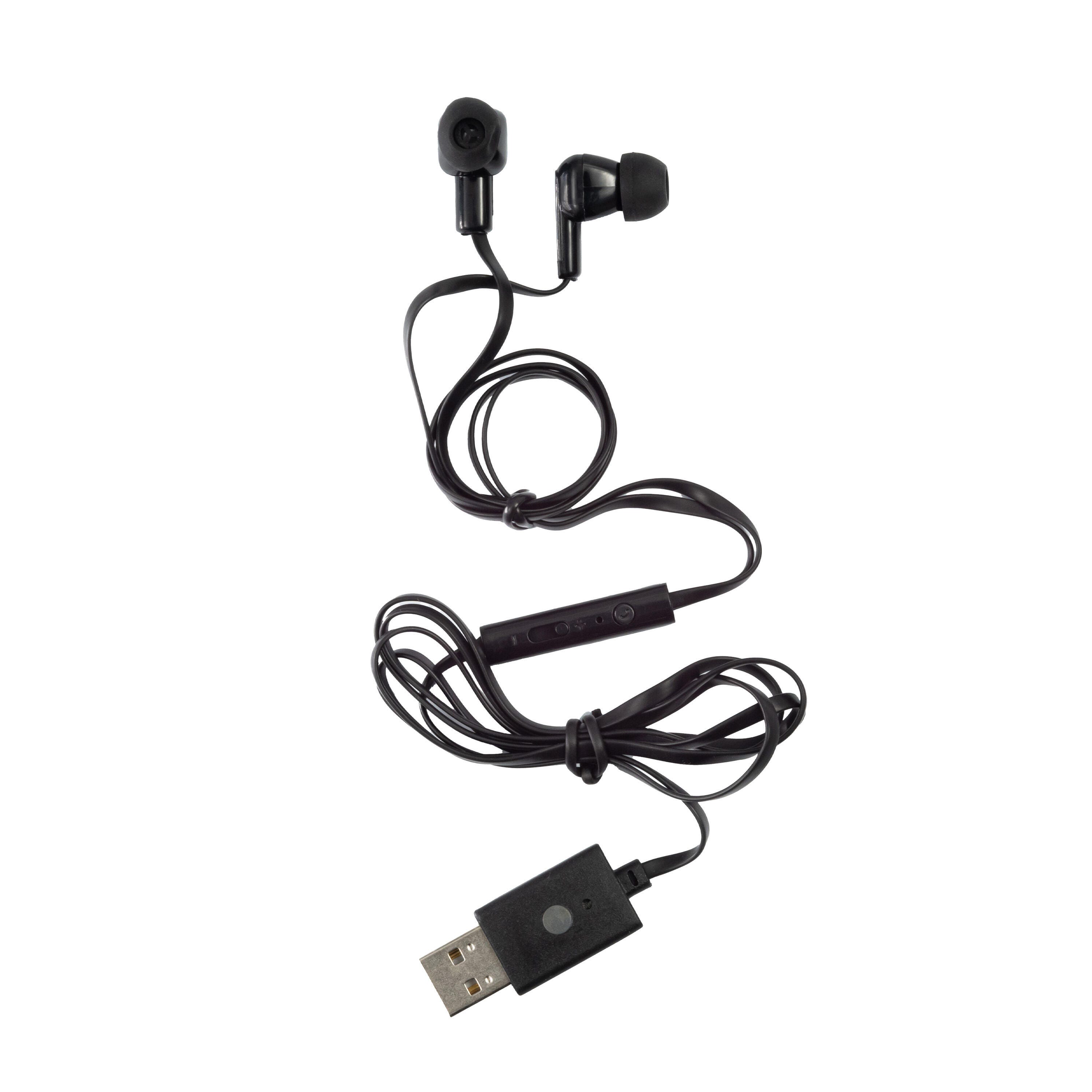 Califone E3USB Earbuds with Inline Microphone and Volume Control, USB Plug, Black 1512679