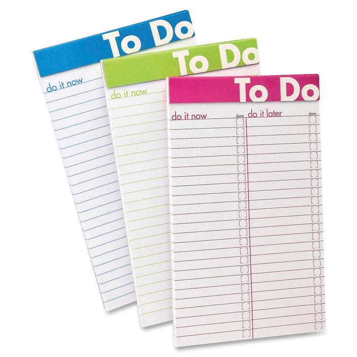 TOPS Ampad To Do Notepads, 5 x 8 Inches, Assorted Colors, 50 Sheets
