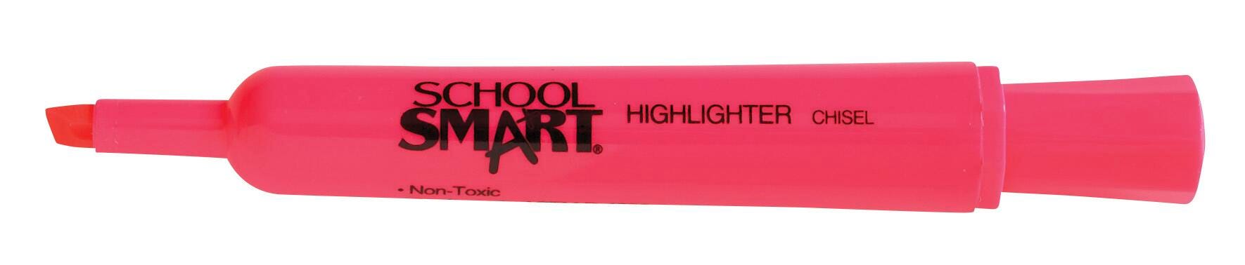School Smart Tank Style Highlighters, Chisel Tip, Pink, Pack of 12 1354266