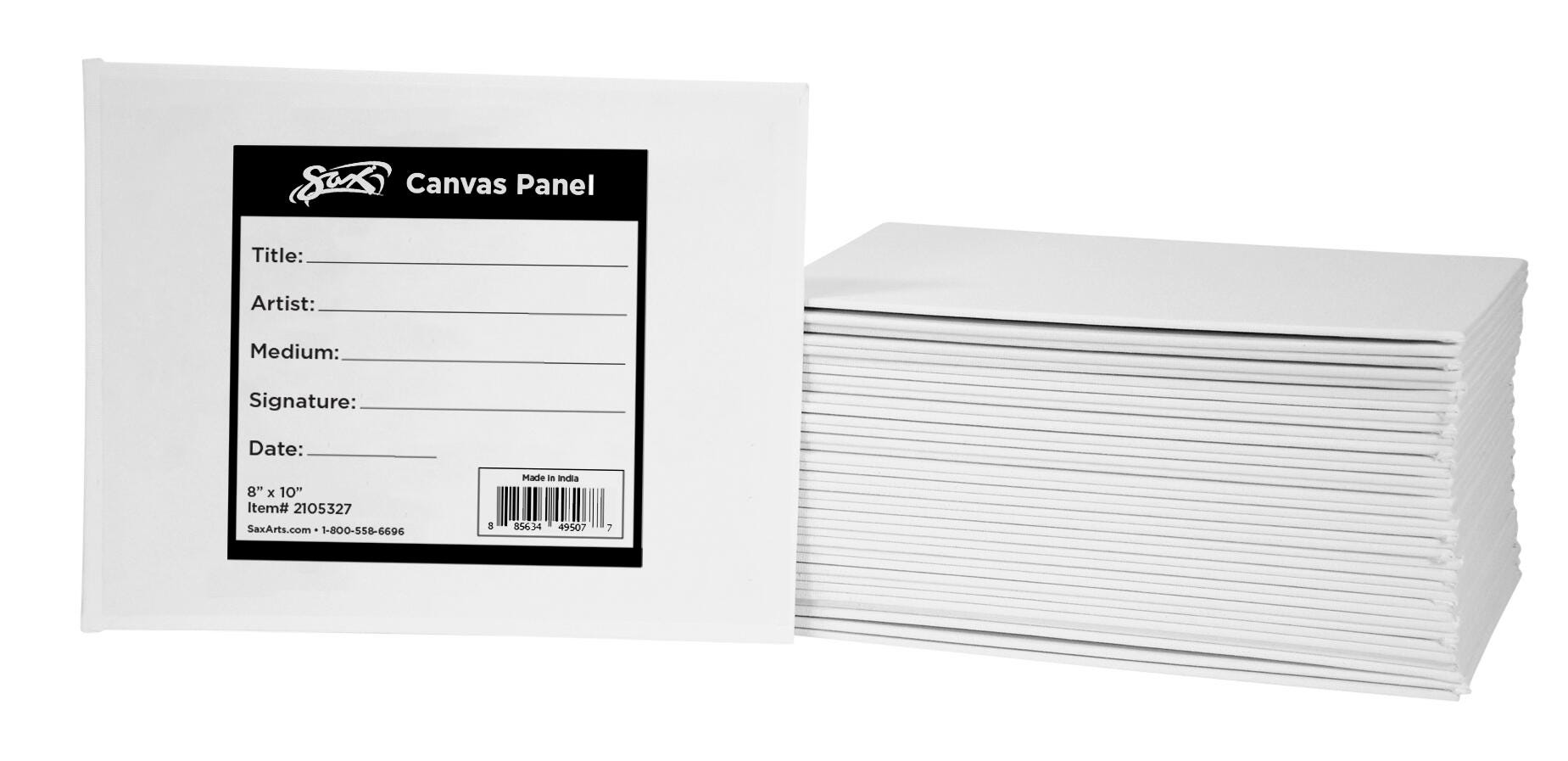 Sax Genuine Canvas Panels, 8 x 10 Inches, White, Pack of 36 2105327