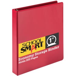 Image for School Smart Round Ring Binder, Polypropylene, 1 Inch, Red from School Specialty