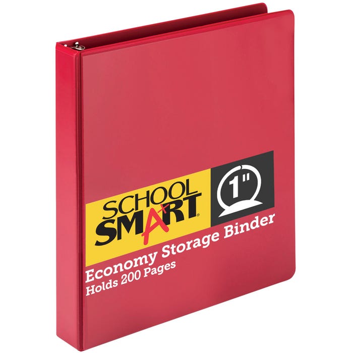 School Smart Round Ring Binder, Polypropylene, 1 Inch, Red