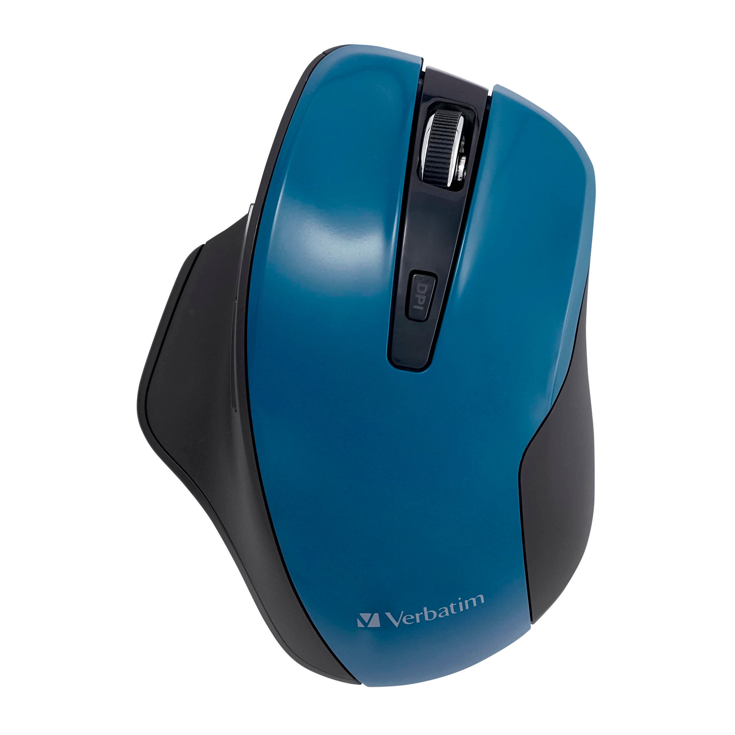 Verbatim Silent Ergonomic Wireless Blue LED Mouse, Dark Teal 2136021