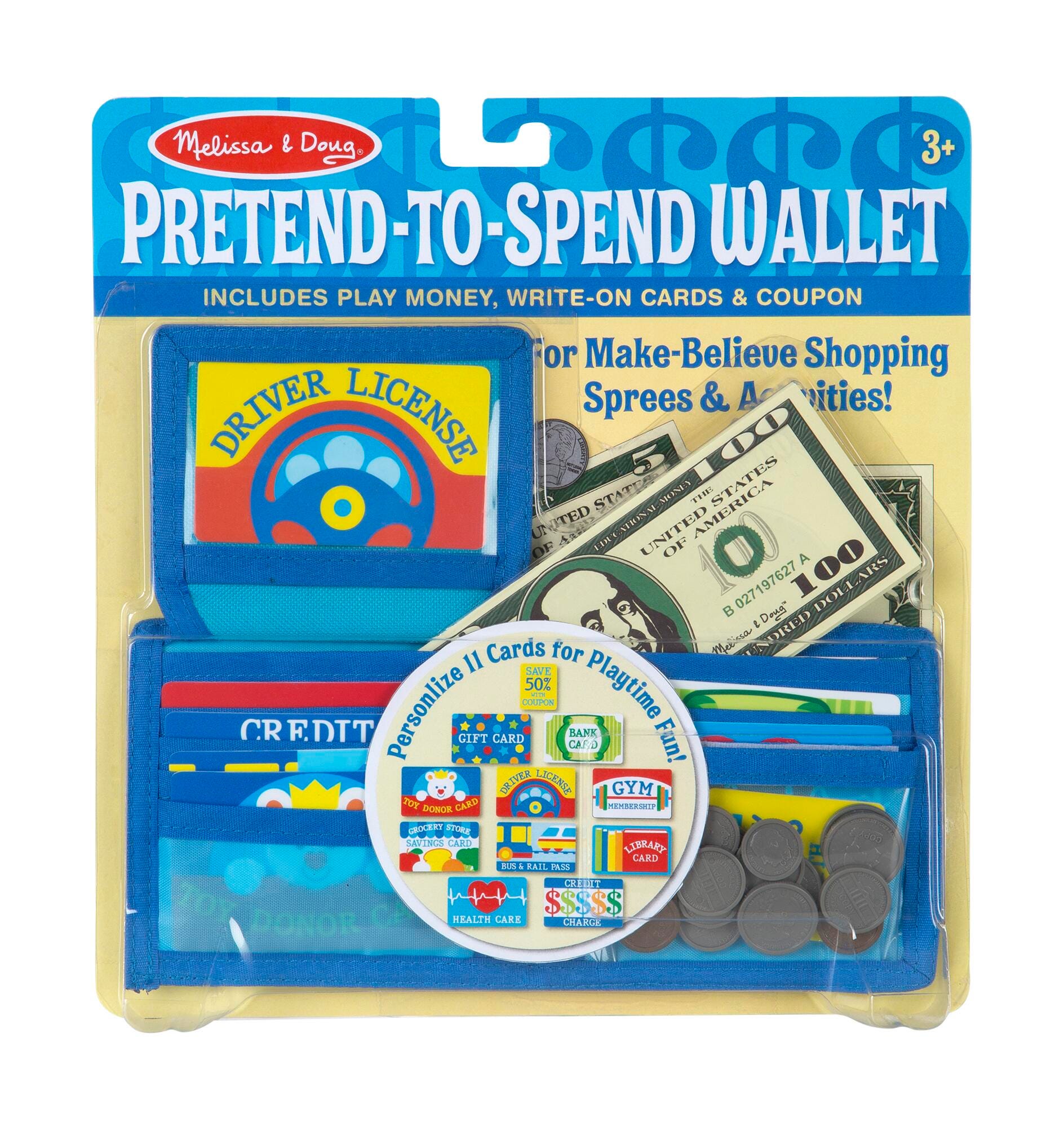 Melissa & Doug Pretend-to-Spend Wallet, 45 Pieces, Item Number 2093189