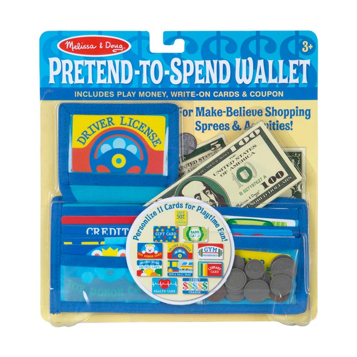 Melissa & Doug Pretend-to-Spend Wallet, 45 Pieces