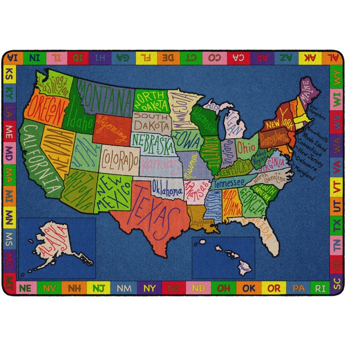 Flagship Carpets My America Doodle Map Carpet, Rectangle