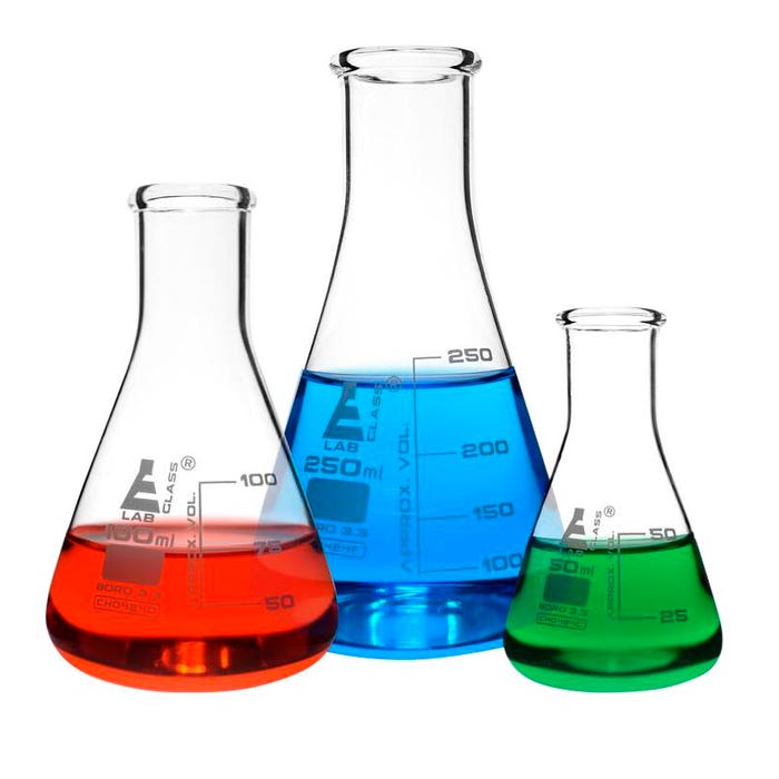 Eisco Labs Erlenmeyer Flask Set, 50mL, 100mL, 250 mL, Borosilicate Glass