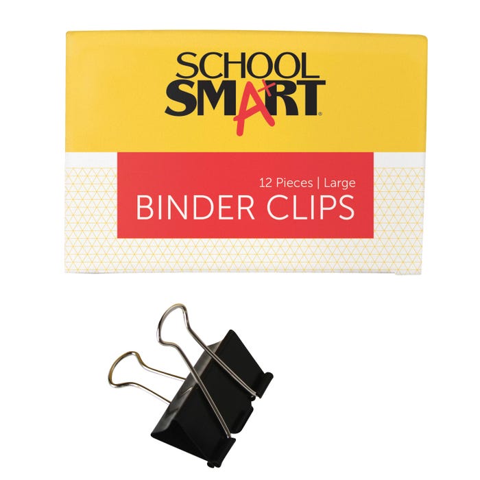 School Smart Binder Clips, Large, 2 Inches, Pack of 12