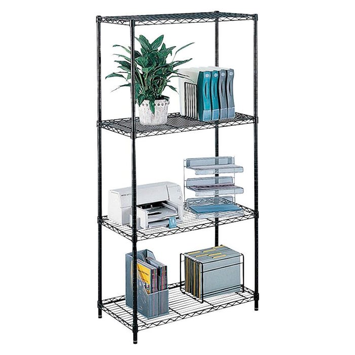 Safco Wire Shelving, Black, 48 W x 18 D x 72 H in