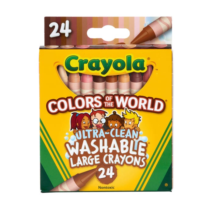 Crayola Colors of the World Large Ultra-Clean Washable Crayons, Assorted Colors, Set of 24